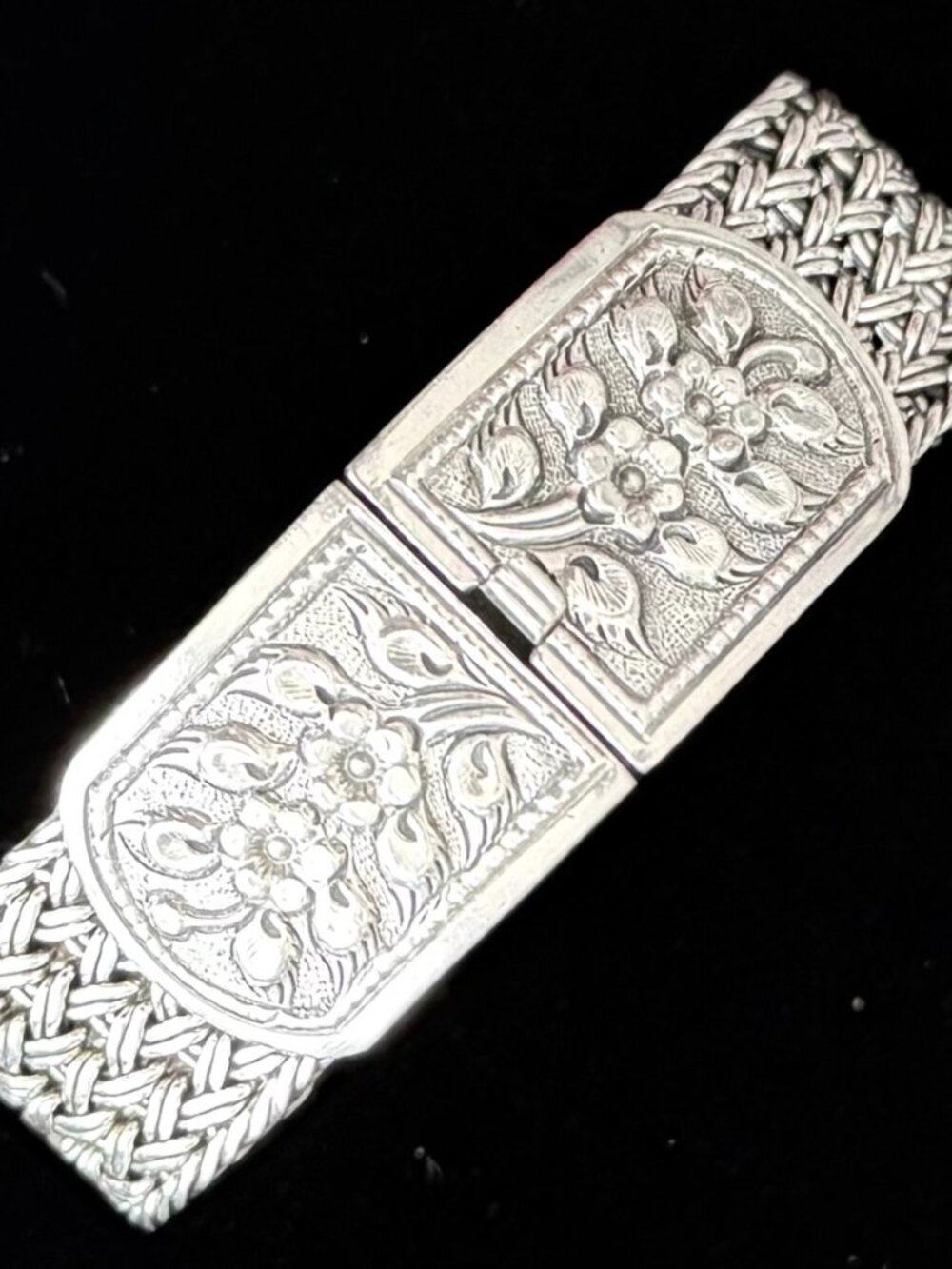 BALINESE-STYLE MESH WEAVE STERLING SILVER BRACELET